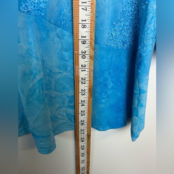 Y2K Venezia 3/4 Sleeve Stretch Blouse top Blue plus 18/20 fairy comfortable - Picture 5 of 10